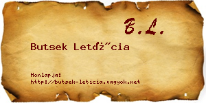 Butsek Letícia névjegykártya